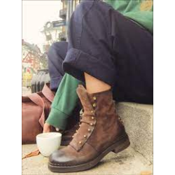 Airstep - St�vlette i brun ruskind med sm� nitter 