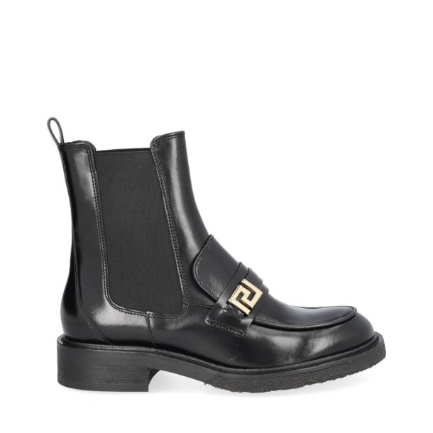 Billi Bi - Flad støvlette i sort med elastik og guldspænde - A5057
