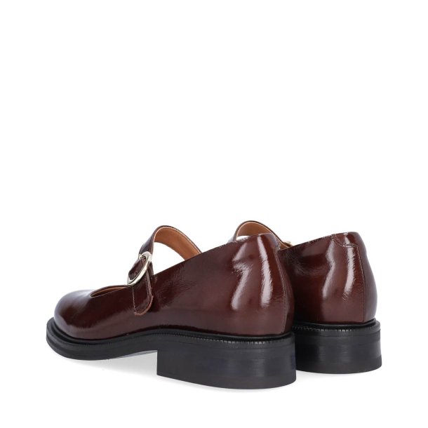 Billi Bi - Flad sko i brun lak med rem - A7016