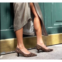 Billi Bi - Pumps i leopard print med lille hl - A7462