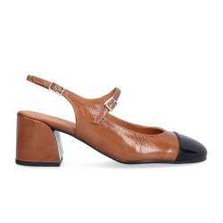 Billi Bi - Sko i camel og sort lak med slingback - A8076