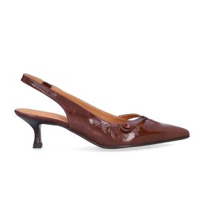 Billi Bi - Pumps i varm brun med slingback og lille h�l - A8091