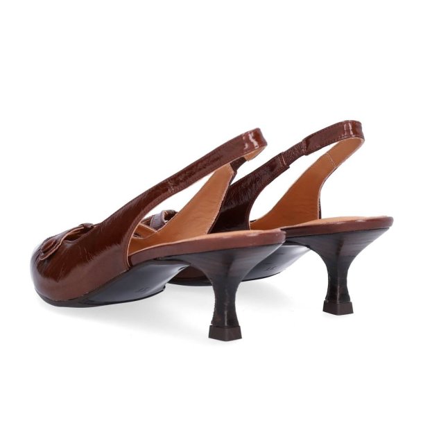 Billi Bi - Pumps i varm brun med slingback og lille h�l - A8091