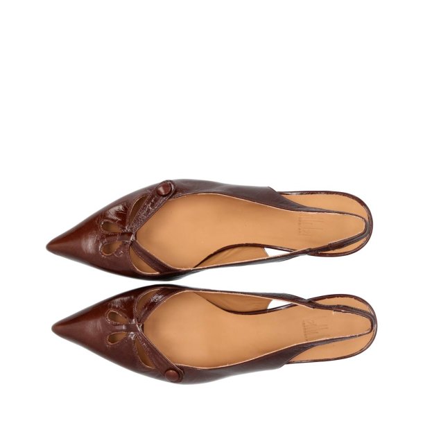 Billi Bi - Pumps i varm brun med slingback og lille h�l - A8091