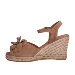 Billi Bi - Espadrillos i beige med blomst og kileh�l - A8604