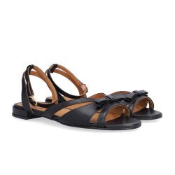 Billi Bi - Flad sandal i sort med ankelrem og sl�jfe - A8652