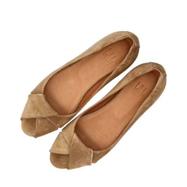 Billi Bi - Flad ballerina i sand med peeptoe - A9410
