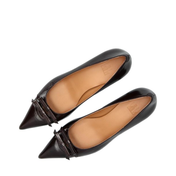 Billi Bi - Pumps i brun lak med sl�jfer - A9452