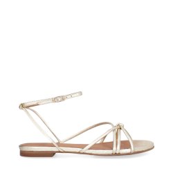 Billi Bi - Flad sandal i guld med ankelrem - A9499