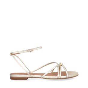 Billi Bi - Flad sandal i guld med ankelrem - A9499