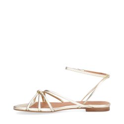 Billi Bi - Flad sandal i guld med ankelrem - A9499