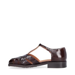 Billi Bi - Flad sandalsko i brun lak med r�gummis�l - A9683