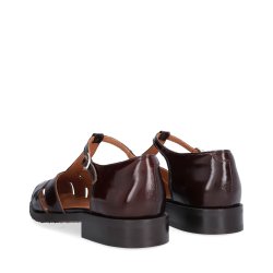 Billi Bi - Flad sandalsko i brun lak med r�gummis�l - A9683