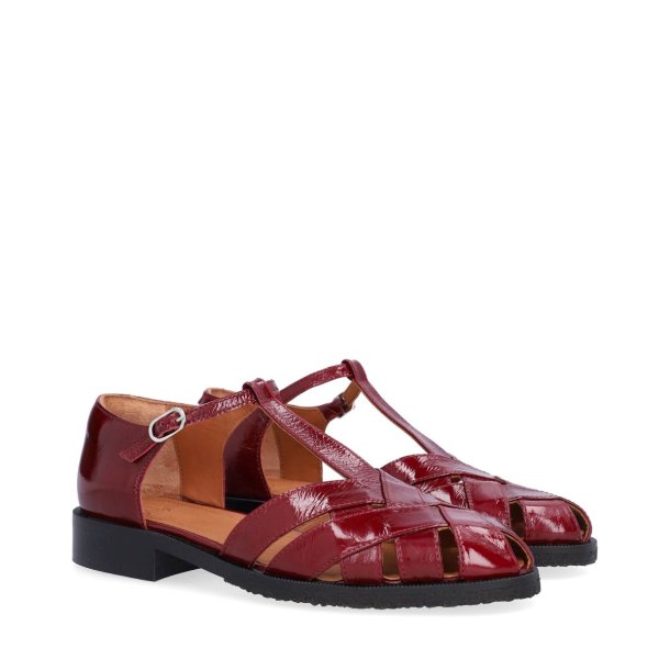 Billi Bi - Flad sandalsko i bordeaux lak med r�gummis�l - A9683