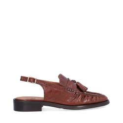 Billi Bi - Flad loafer i cognac med slingback - A9698
