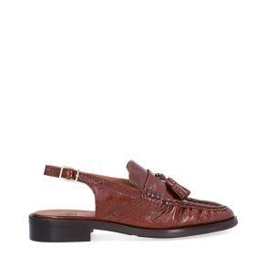 Billi Bi - Flad loafer i cognac med slingback - A9698