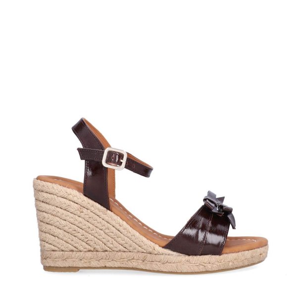 Billi Bi - Espadrillos med kileh�l i brun lak med sl�jfer - A9733