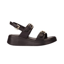 Wonders - Sandal i sort med plateau og kileh�l - AT1057
