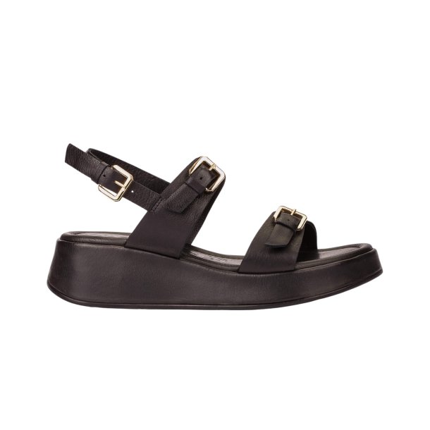Wonders - Sandal i sort med plateau og kileh�l - AT1057