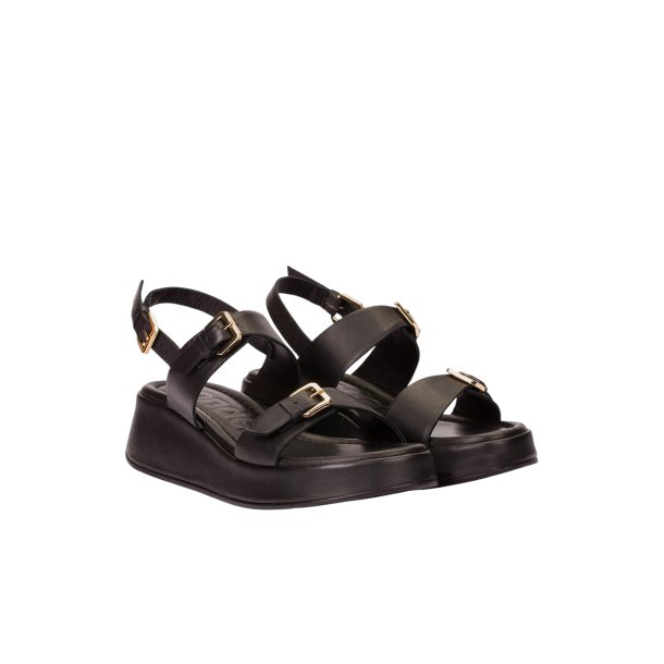 Wonders - Sandal i sort med plateau og kileh�l - AT1057