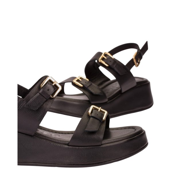 Wonders - Sandal i sort med plateau og kileh�l - AT1057