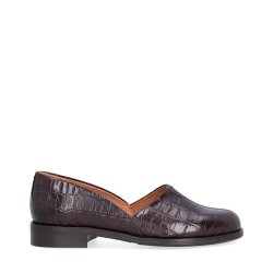 Billi Bi - Flad sko i brun kroko - B1115