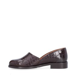 Billi Bi - Flad sko i brun kroko - B1115