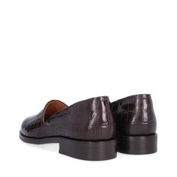 Billi Bi - Flad sko i brun kroko - B1115