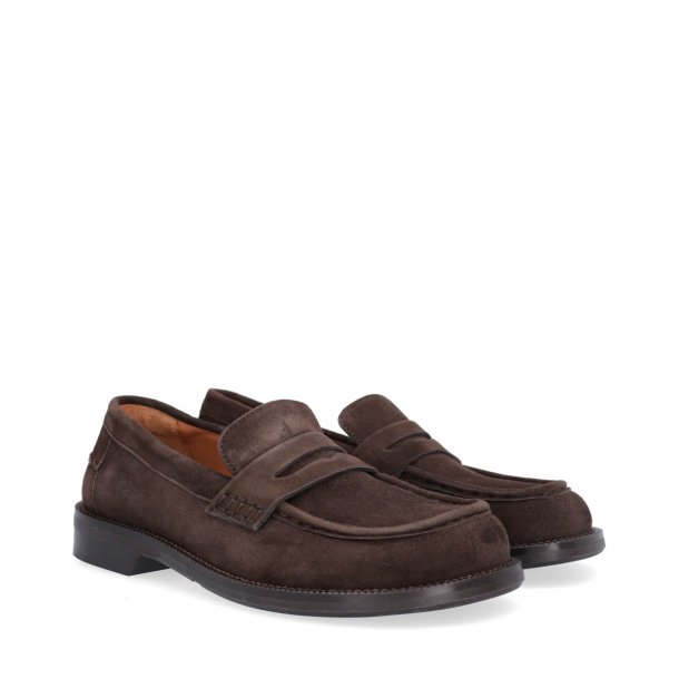 Billi Bi - Loafer i m�rkebrun med bred snude - B1125
