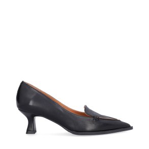 Billi Bi - Pumps i sort skind med camel kant - B11362