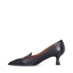 Billi Bi - Pumps i sort skind med camel kant - B11362