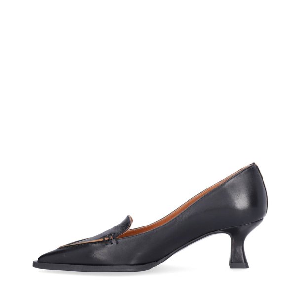 Billi Bi - Pumps i sort skind med camel kant - B11362