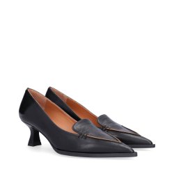 Billi Bi - Pumps i sort skind med camel kant - B11362