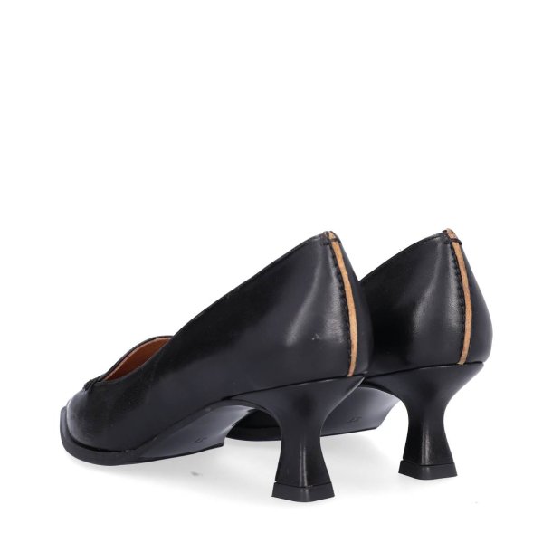 Billi Bi - Pumps i sort skind med camel kant - B11362