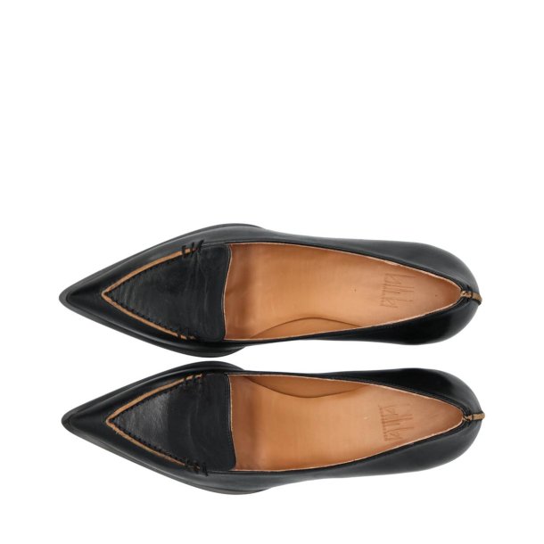 Billi Bi - Pumps i sort skind med camel kant - B11362