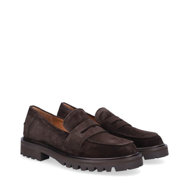 Billi Bi - Loafer i m�rkebrun med grov s�l - B1355