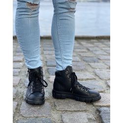 Paul Green - Stvlette i sort med lynls og chunky sl - 5210