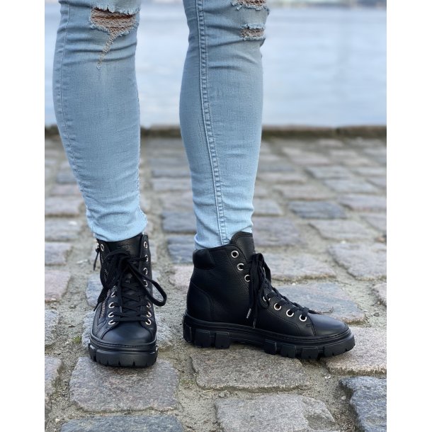 Paul Green - Stvlette i sort med lynls og chunky sl - 5210