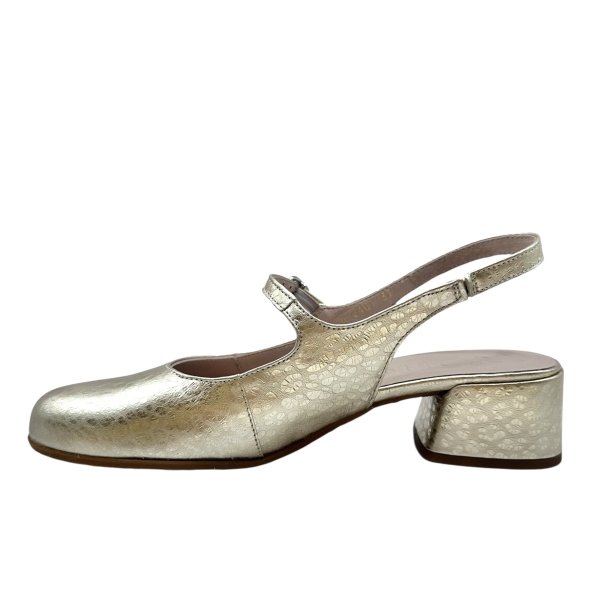 Wonders - Sko i guld med slingback og lille h�l - D2401