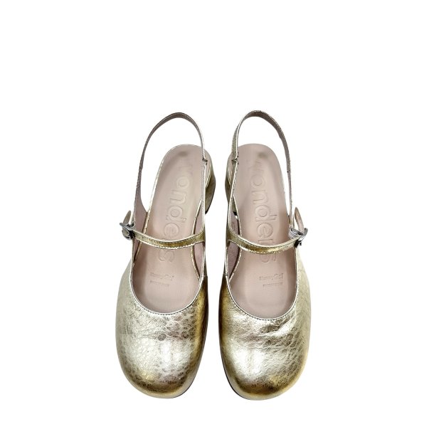 Wonders - Sko i guld med slingback og lille h�l - D2401