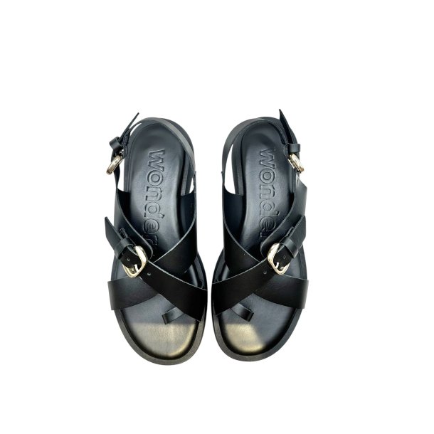 Wonders - Sandal i sort med plateau og sp�nder - AB1332
