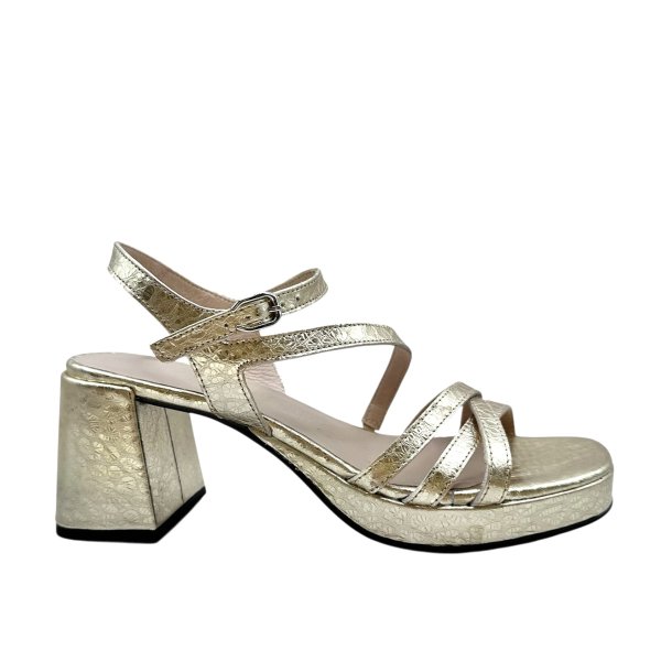 Wonders - Sandal i guld med plateau og blokh�l - G6821