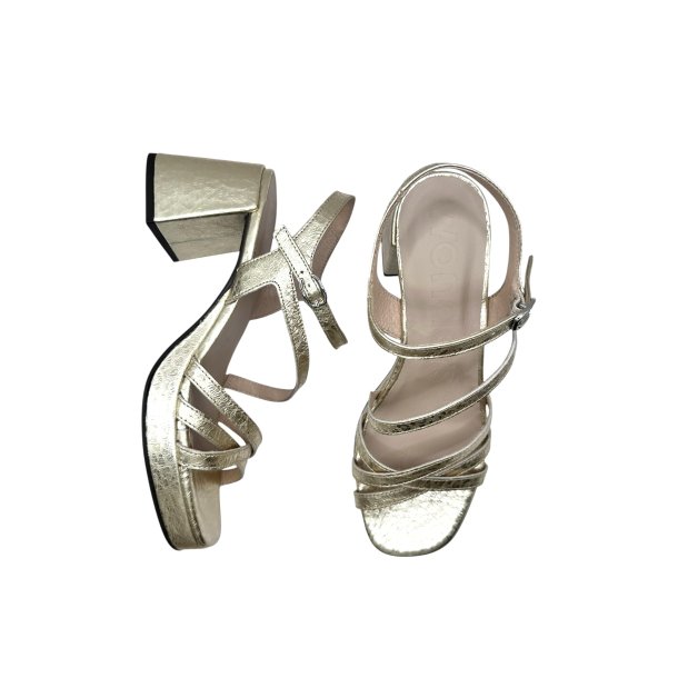 Wonders - Sandal i guld med plateau og blokh�l - G6821