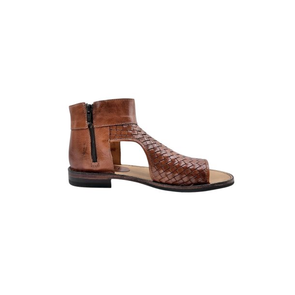 Bubetti - Sandal i cognac med flet og lynl�se - 3585