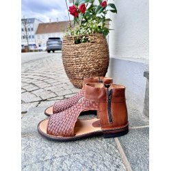 Bubetti - Sandal i cognac med flet og lynl�se - 3585