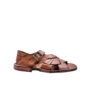 Bubetti - Sandal i cognac med bred flet og sp�nde - 3583