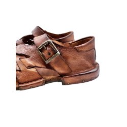 Bubetti - Sandal i cognac med bred flet og sp�nde - 3583