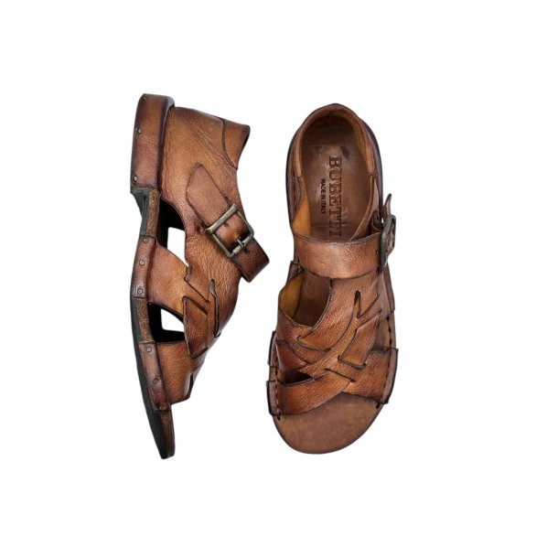 Bubetti - Sandal i cognac med bred flet og sp�nde - 3583