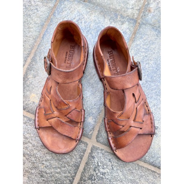 Bubetti - Sandal i cognac med bred flet og sp�nde - 3583