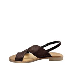 Paul Green - Flad sandal i m�rkebrun med t�-rem - 6216